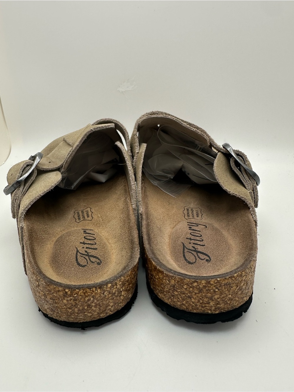 Fitory Leather Suede Slip-On Clog with Buckle - Taupe Sz 41/US 9 - Picture 9 of 14
